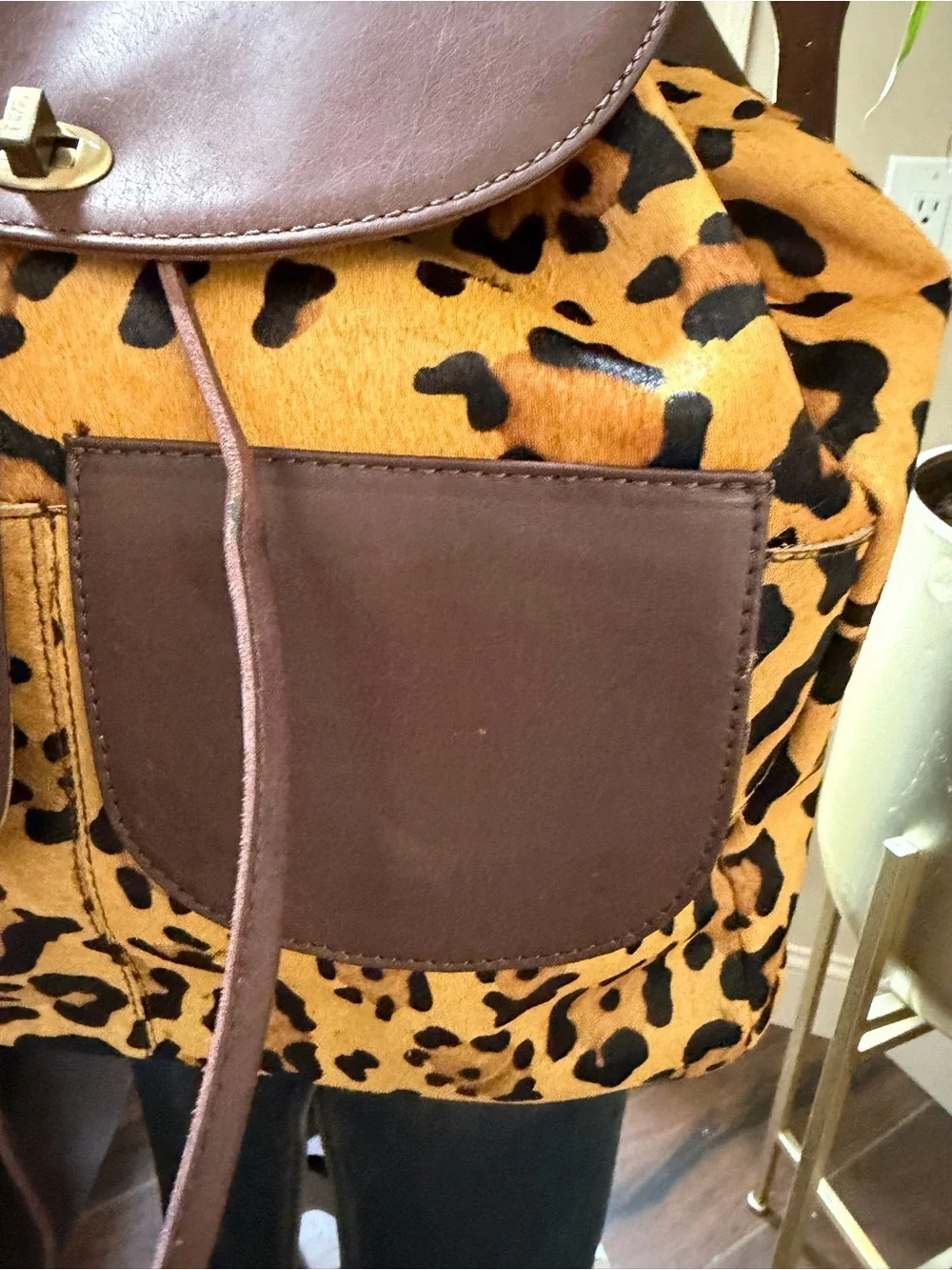 NWT Vintage American Darling Genuine Leather Cowhide Hair on Backpack Tote Bag